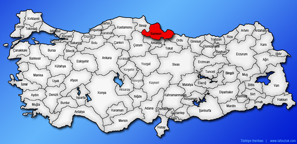موقعیت جغرافیایی سامسون در ترکیه